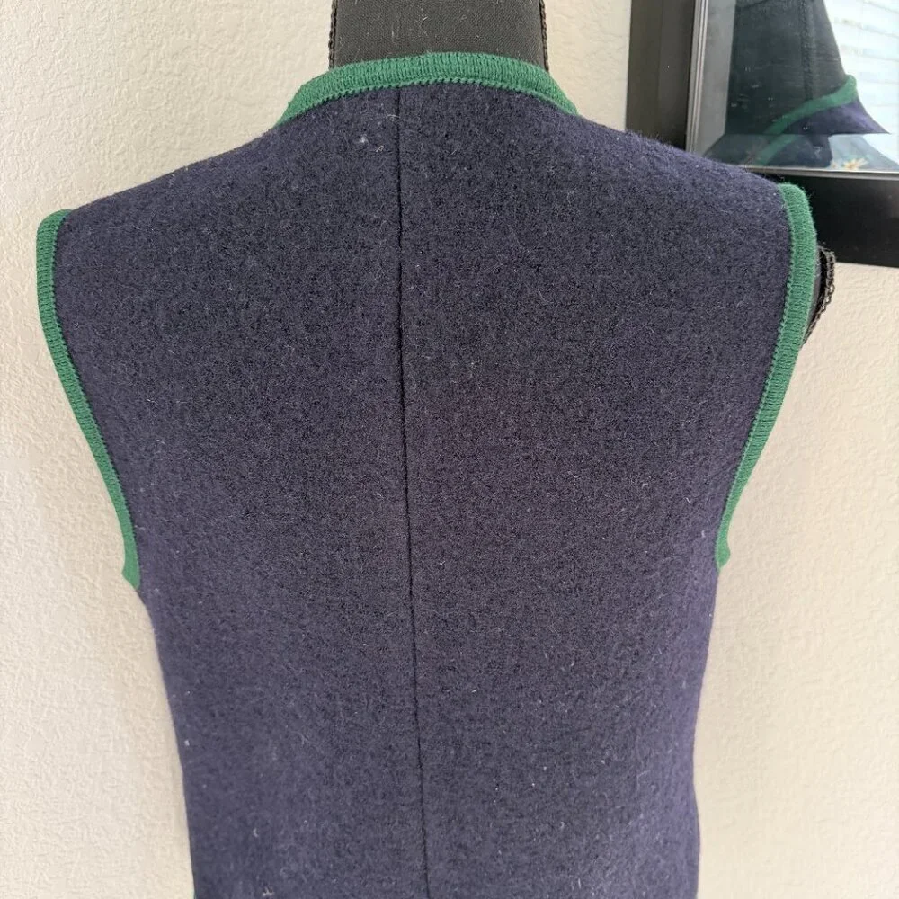Vintage 80s SONNWEND Exklusiv Pfister Austrian Edelweiss Wool Vest Blue S/M